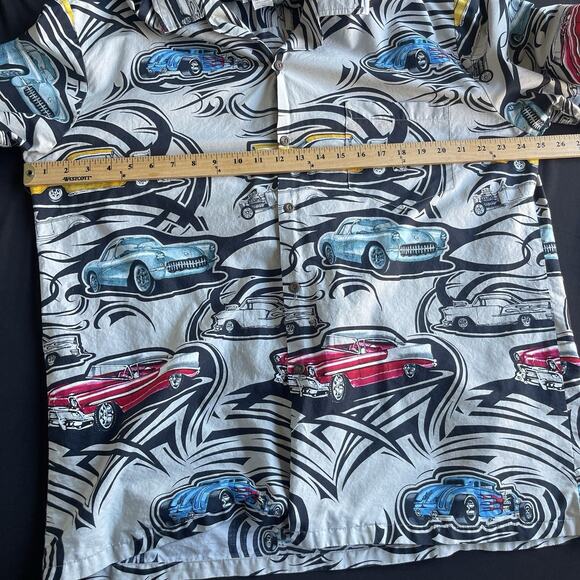 Pacific Legends Men Hawaiian Button Up Shirt Extra Large XL Cotton Car Print USA - Picture 6 of 9